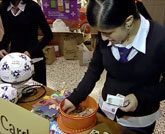 Stonelaw High School pupils selling Fair Trade goods
